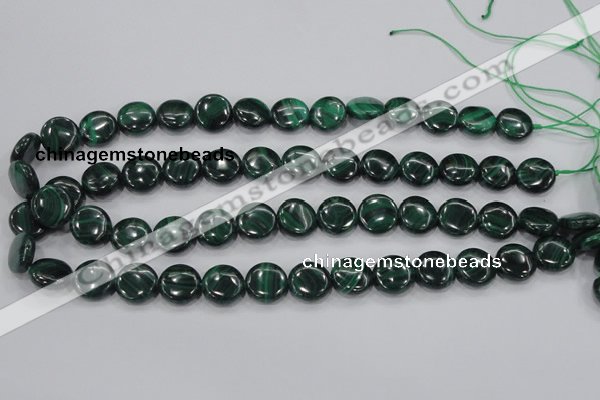 CMN100 15.5 inches 14mm flat round natural malachite beads wholesale