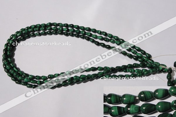 CMN216 15.5 inches 5*7mm teardrop natural malachite beads wholesale