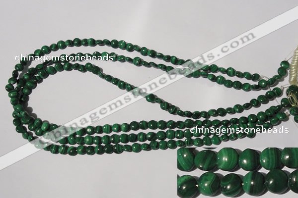 CMN250 15.5 inches 6mm flat round natural malachite beads wholesale