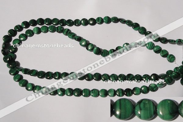 CMN251 15.5 inches 8mm flat round natural malachite beads wholesale