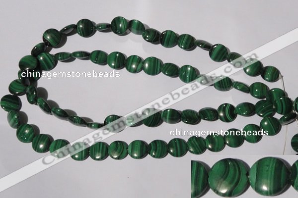 CMN253 15.5 inches 12mm flat round natural malachite beads wholesale