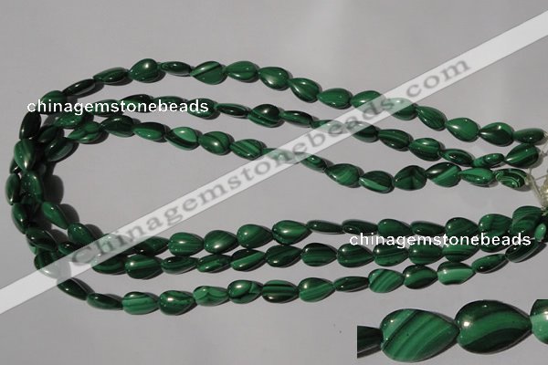 CMN281 15.5 inches 8*12mm flat teardrop natural malachite beads