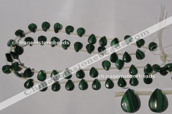 CMN321 Top-drilled 10*14mm flat teardrop natural malachite beads