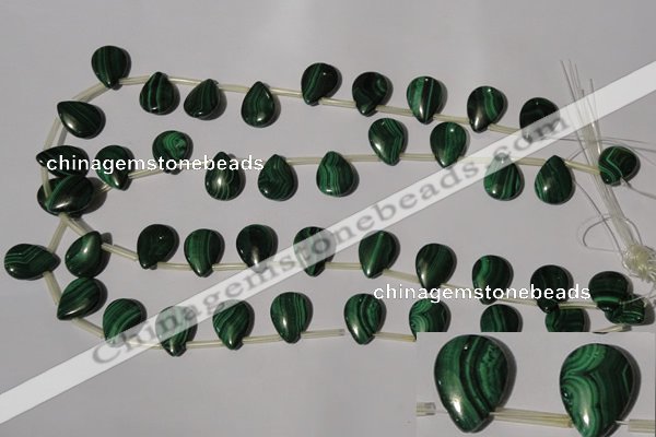 CMN323 Top-drilled 13*18mm flat teardrop natural malachite beads