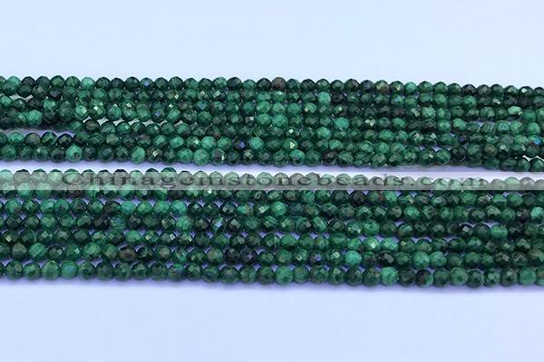 CMN451 15 inches 3mm faceted round malachite beads