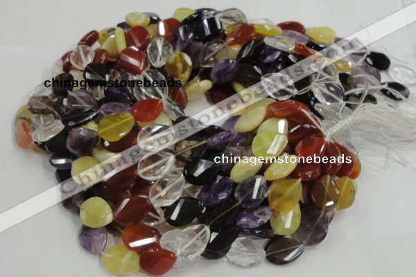 CMQ08 15*20mm twisted faceted teardrop multicolor quartz beads