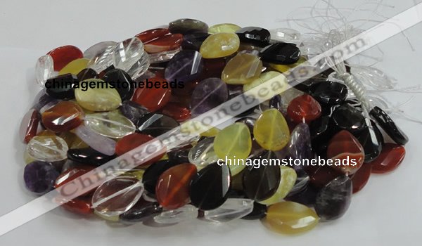 CMQ09 18*25mm twisted faceted teardrop multicolor quartz beads