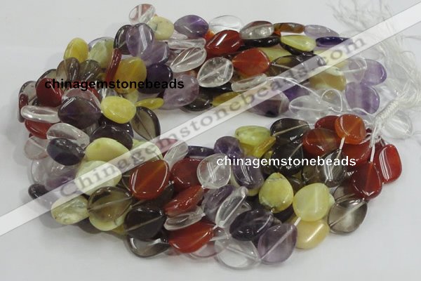 CMQ12 15*20mm twisted flat teardrop multicolor quartz beads