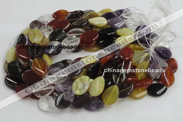 CMQ14 18*25mm twisted flat teardrop multicolor quartz beads