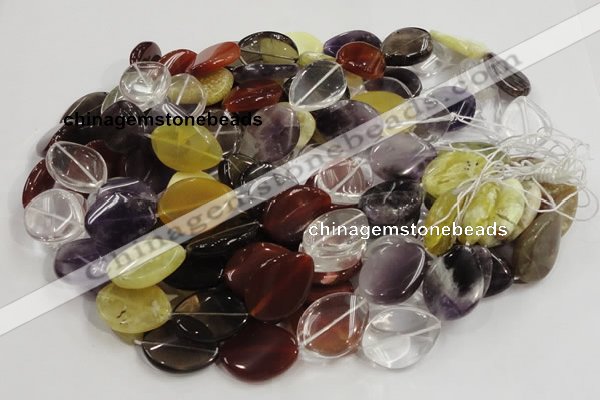 CMQ15 20*30mm twisted flat teardrop multicolor quartz beads