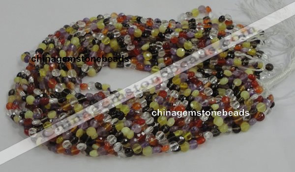 CMQ16 15.5 inches 6mm faceted coin multicolor quartz beads