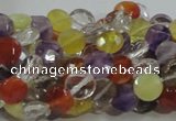 CMQ17 15.5 inches 8mm faceted coin multicolor quartz beads