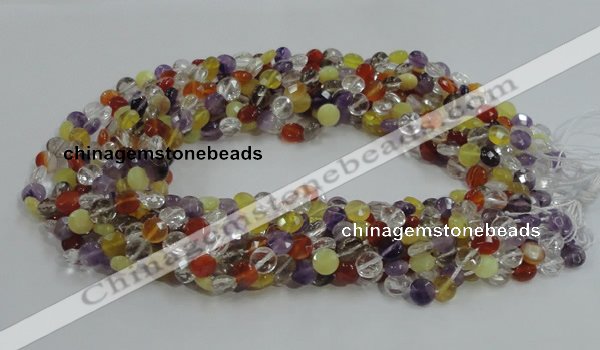 CMQ17 15.5 inches 8mm faceted coin multicolor quartz beads