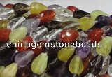 CMQ20 15.5 inches 8*10mm faceted teardrop multicolor quartz beads