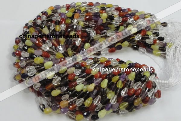 CMQ20 15.5 inches 8*10mm faceted teardrop multicolor quartz beads