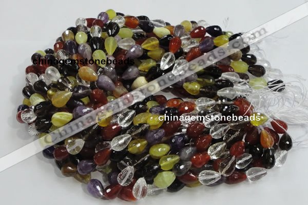 CMQ21 15.5 inches 10*14mm faceted teardrop multicolor quartz beads