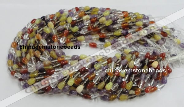 CMQ22 15.5 inches 6*10mm teardrop multicolor quartz beads