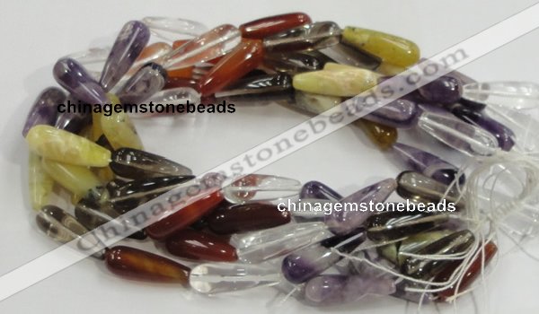 CMQ23 15.5 inches 10*30mm teardrop multicolor quartz beads