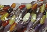 CMQ24 15.5 inches 5*10mm faceted rice multicolor quartz beads