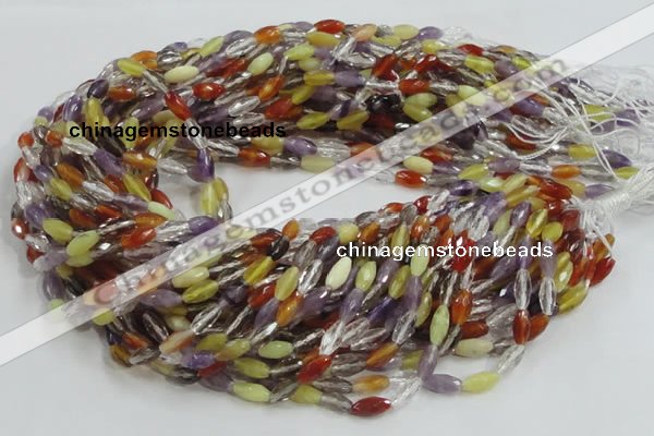 CMQ24 15.5 inches 5*10mm faceted rice multicolor quartz beads