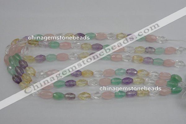 CMQ250 15.5 inches 8*12mm faceted rice multicolor quartz beads