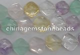 CMQ254 15.5 inches 10*10mm faceted diamond multicolor quartz beads