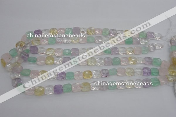 CMQ256 15.5 inches 10*10mm faceted square multicolor quartz beads