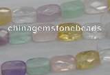 CMQ257 15.5 inches 8*12mm faceted rectangle multicolor quartz beads