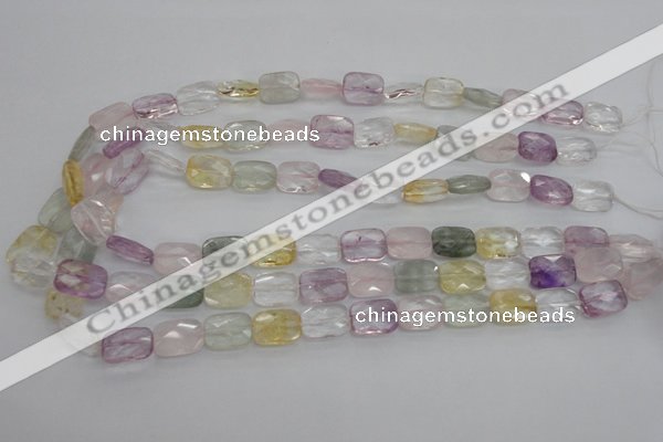 CMQ258 15.5 inches 10*14mm faceted rectangle multicolor quartz beads