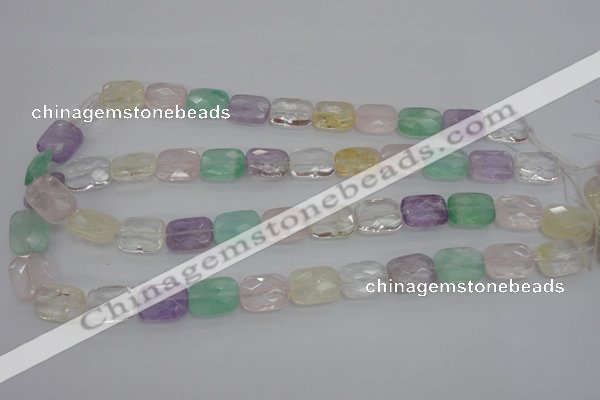 CMQ259 15.5 inches 12*16mm faceted rectangle multicolor quartz beads