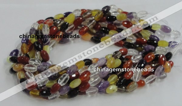 CMQ26 15.5 inches 8*12mm faceted rice multicolor quartz beads