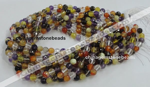 CMQ31 15.5 inches 6mm faceted round multicolor quartz beads