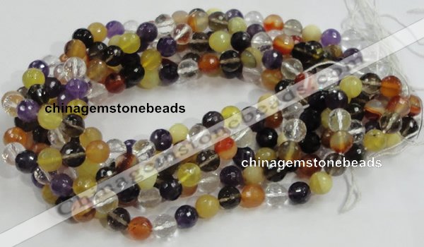 CMQ33 15.5 inches 10mm faceted round multicolor quartz beads