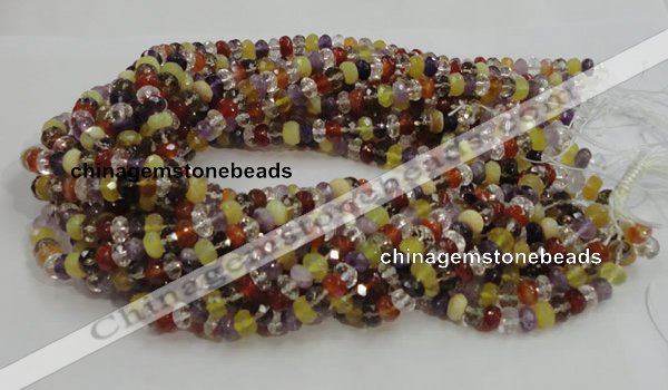 CMQ36 15.5 inches 5*8mm faceted rondelle multicolor quartz beads