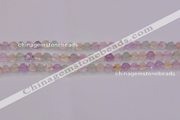 CMQ366 15.5 inches 6mm faceted nuggets mixed quartz beads