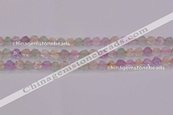 CMQ367 15.5 inches 8mm faceted nuggets mixed quartz beads