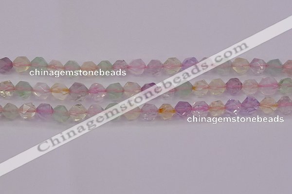 CMQ368 15.5 inches 10mm faceted nuggets mixed quartz beads