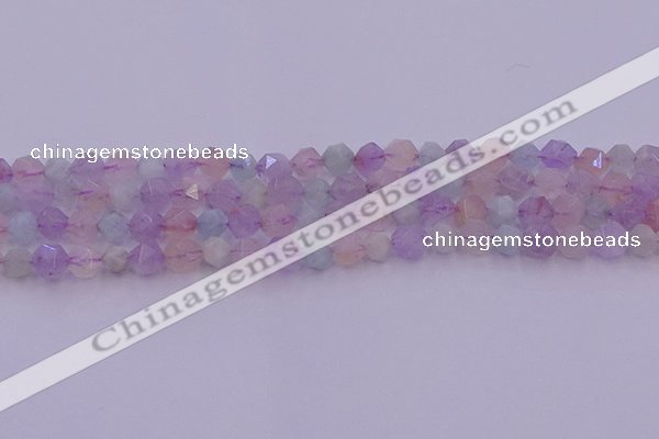 CMQ381 15.5 inches 6mm faceted nuggets mixed quartz beads