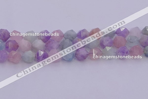 CMQ384 15.5 inches 12mm faceted nuggets mixed quartz beads