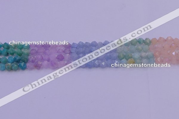 CMQ391 15.5 inches 6mm faceted nuggets mixed quartz beads