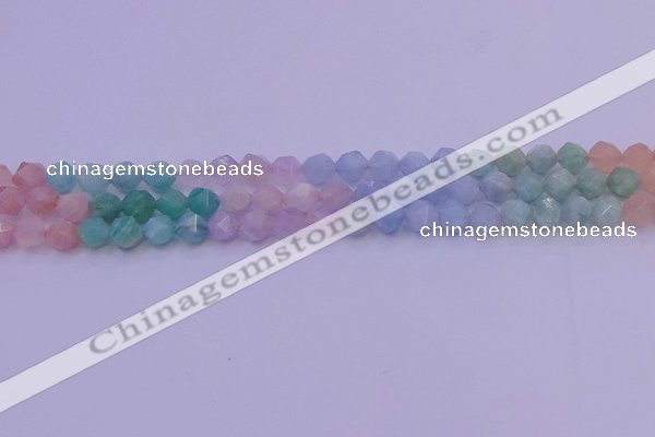 CMQ392 15.5 inches 8mm faceted nuggets mixed quartz beads