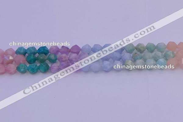 CMQ394 15.5 inches 12mm faceted nuggets mixed quartz beads