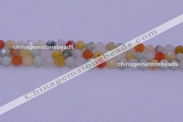 CMQ412 15.5 inches 8mm faceted nuggets mixed jade beads