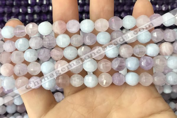 CMQ422 15.5 inches 8mm faceted round natural mixed quartz beads