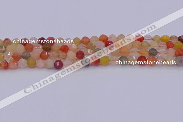 CMQ426 15.5 inches 6mm faceted round natural mixed quartz beads