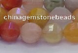 CMQ428 15.5 inches 10mm faceted round natural mixed quartz beads