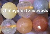 CMQ438 15.5 inches 10mm faceted round mixed rutilated quartz beads