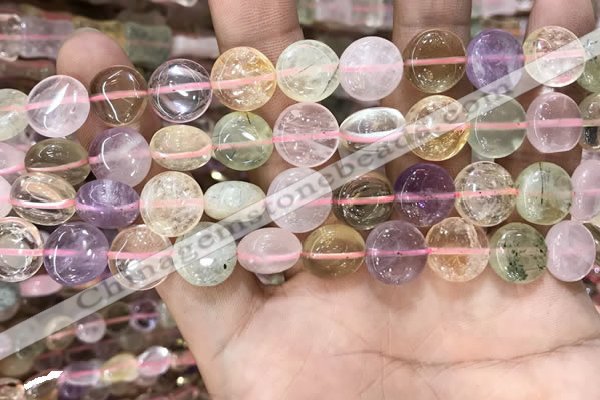 CMQ501 15.5 inches 12mm flat round colorfull quartz beads wholesale