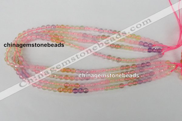 CMQ51 15.5 inches 6mm faceted round multicolor quartz beads