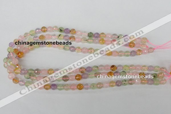 CMQ52 15.5 inches 8mm faceted round multicolor quartz beads